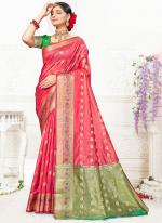 Cotton Pink Traditional Wear Weaving Saree